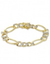 Rachel's Sterling Gold Plated Bracelet Sparkling Round Cubic Zirconia Inlay in Figaro Chain - Incl. ClassicDiamondHouse Free Gift Box & Cleaning Cloth