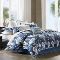Echo Bansuri Textured 4-Piece Comforter Set, Blue, California King Echo Bansuri Textured 4-Piece Comforter Set, Blue, California King