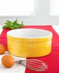 High and mighty soufflés. This straight-sided earthenware dish allows the airy mixture to spread evenly over the bottom of the dish and cling to the sides as it climbs for perfect results. 10-year warranty. High and mighty soufflés. This straight-sided earthenware dish allows the airy mixture to spread evenly over the bottom of the dish and cling to the sides as it climbs for perfect results. 10-year warranty.
