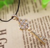 Fashionable Gold Tone Chain Swarovski Crystal Key Pendant Necklace Love Lucky Charm
