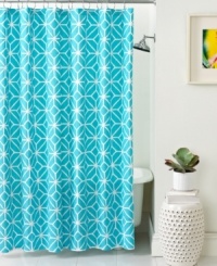 Trina Turk brings a touch of whimsy to your bathroom with this Trellis shower curtain, featuring a white latticework design over Trina's signature fleurette pattern in tonal hues. Pair with coordinating comforter and duvet cover sets for even more flair. Trina Turk brings a touch of whimsy to your bathroom with this Trellis shower curtain, featuring a white latticework design over Trina's signature fleurette pattern in tonal hues. Pair with coordinating comforter and duvet cover sets for even more flair.