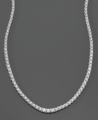 Step into the spotlight with this super-chic and elegant diamond necklace of certified near colorless round-cut diamond (3 ct. t.w.) set in 14k white gold. Length measures 16 inches.