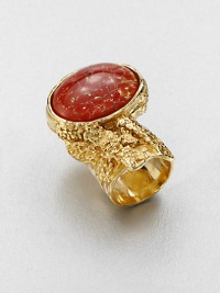 From the Arty Ovale Collection. A sleek oval stone of richly colored mottled glass in an intriguing sculptural setting with a vintage-inspired goldtone finish.GlassMetalImported From the Arty Ovale Collection. A sleek oval stone of richly colored mottled glass in an intriguing sculptural setting with a vintage-inspired goldtone finish.GlassMetalImported