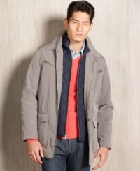 Double up on your outerwear options with this 3-in-1 systems jacket from Nautica, featuring a removable, quilted vest.