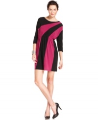 A sweeping colorblock makes this waist-cinched Sunny Leigh dress a bright addition to your wardrobe. (Clearance) A sweeping colorblock makes this waist-cinched Sunny Leigh dress a bright addition to your wardrobe. (Clearance)