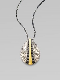 A nature-inspired design in sterling silver, accented with 23k goldplating and sparking black sapphires. Sterling silver Sterling silver chain Length, about 16 to 18 adjustable Pendant size, about 1½L X 1¼ W Lobster clasp closure Imported A nature-inspired design in sterling silver, accented with 23k goldplating and sparking black sapphires. Sterling silver Sterling silver chain Length, about 16 to 18 adjustable Pendant size, about 1½L X 1¼ W Lobster clasp closure Imported