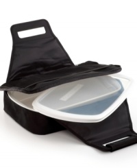 Make it to take it. Perfect for creating and sharing, this durable stoneware dish houses your favorite family meal, like lasagna, green bean casserole and more, and then makes it easy to take it on the go. With lid, a hot/cold pack and an ergonomic carrying bag, this set is truly portable and perfect for chefs who love to share. 1-year warranty. Make it to take it. Perfect for creating and sharing, this durable stoneware dish houses your favorite family meal, like lasagna, green bean casserole and more, and then makes it easy to take it on the go. With lid, a hot/cold pack and an ergonomic carrying bag, this set is truly portable and perfect for chefs who love to share. 1-year warranty.