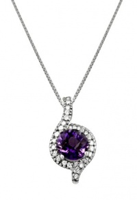 Effy Jewlery 14K White Gold Amethyst and Diamond Pendant, .70 TCW Effy Jewlery 14K White Gold Amethyst and Diamond Pendant, .70 TCW