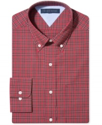 Classic plaid adds timeless appeal to any outfit with this dress shirt from Tommy Hilfiger. Classic plaid adds timeless appeal to any outfit with this dress shirt from Tommy Hilfiger.