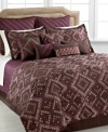 On the road. A geometric diamond design in a pretty purple palette lends a modern presentation to the bedroom in this Abbey Road comforter set. Features a quilted coverlet and a pile of decorative pillows for a full, fantastic look.