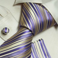 Purple Stripes Woven Silk Tie Hanky Cufflinks Gift Box Set personalized gift Y&G perfect Necktie Set H6107 Purple Stripes Woven Silk Tie Hanky Cufflinks Gift Box Set personalized gift Y&G perfect Necktie Set H6107