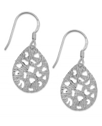 Simply stylish. Giani Bernini's contemporary teardrop earrings feature an intricate cut-out design in sterling silver. Approximate drop: 1-3/4 inches. Simply stylish. Giani Bernini's contemporary teardrop earrings feature an intricate cut-out design in sterling silver. Approximate drop: 1-3/4 inches.
