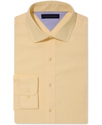 Make a solid statement. This slim-fit shirt from Tommy Hilfiger charges your look with a cool color rush. Make a solid statement. This slim-fit shirt from Tommy Hilfiger charges your look with a cool color rush.