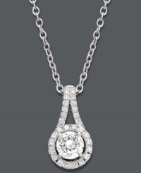Indulge in a glamorous extra touch. This stunning teardrop-shaped pendant is decorated with sparkling, round-cut diamonds (1/3 ct. t.w.) set in 14k white gold. Approximate length: 18 inches. Approximate drop: 1/2 inch. Indulge in a glamorous extra touch. This stunning teardrop-shaped pendant is decorated with sparkling, round-cut diamonds (1/3 ct. t.w.) set in 14k white gold. Approximate length: 18 inches. Approximate drop: 1/2 inch.