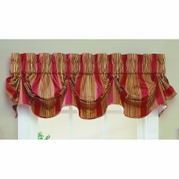 Waverly Sweetwater Stripe Window Valance, Red Waverly Sweetwater Stripe Window Valance, Red