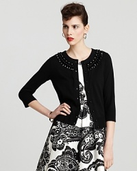 Playful yet perfectly polished, this kate spade new york cardigan boasts a beaded neckline. Three-quarter sleeves set the stage for your favorite arm candy. Playful yet perfectly polished, this kate spade new york cardigan boasts a beaded neckline. Three-quarter sleeves set the stage for your favorite arm candy.
