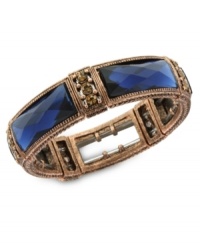 Cutting-edge craftwork. The Montana stretch bracelet from 2028 features ornate tones crafted from copper-tone mixed metal and features wide blue stones for a colorful pop. Approximate length: 7 inches. Approximate height: 1/2 inch. Cutting-edge craftwork. The Montana stretch bracelet from 2028 features ornate tones crafted from copper-tone mixed metal and features wide blue stones for a colorful pop. Approximate length: 7 inches. Approximate height: 1/2 inch.