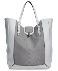 Dressed up in faux snakeskin-embossed leather, this take-anywhere tote from RACHEL Rachel Roy adds exotic appeal to your everyday. The ultra-roomy interior is outfitted with practical pockets to stash wallet, PDA, makeup case, and more. Dressed up in faux snakeskin-embossed leather, this take-anywhere tote from RACHEL Rachel Roy adds exotic appeal to your everyday. The ultra-roomy interior is outfitted with practical pockets to stash wallet, PDA, makeup case, and more.