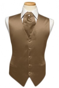 Tuxedo Vest - Solid Satin with Matching Pin Ascot, Latte Tuxedo Vest - Solid Satin with Matching Pin Ascot, Latte