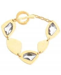 Glistening and glamorous. This bracelet from Robert Lee Morris is crafted from gold-tone mixed metal with glass stones adorning some of the geometric discs for a dazzling touch. Approximate length: 8 inches.