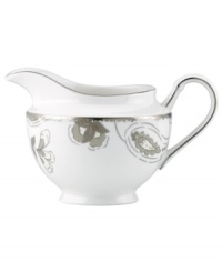 A fine vintage. The Paisley Terrace creamer elevates even the most elegant settings with breezy florals grounded in graceful white porcelain. With luxe platinum banding to complement the rest of the Lenox dinnerware collection. A fine vintage. The Paisley Terrace creamer elevates even the most elegant settings with breezy florals grounded in graceful white porcelain. With luxe platinum banding to complement the rest of the Lenox dinnerware collection.