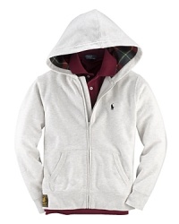 A Fleece Full-Zip Hoodie features signature details and plaid lining for heritage style. A Fleece Full-Zip Hoodie features signature details and plaid lining for heritage style.