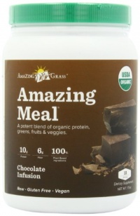 Amazing Grass Amazing Meal, Organic Chocolate Infusion Powder, Gluten Free, 15 Servings, 17.1-Ounce Container