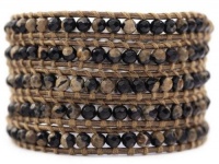 CHAN LUU 5 Wrap Bracelet FIRE AGATE Gem Stones Silver Button Kansa Brown Leather CHAN LUU 5 Wrap Bracelet FIRE AGATE Gem Stones Silver Button Kansa Brown Leather