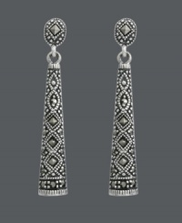Dazzling marcasite lends these drop earrings an ornate feel. Genevieve & Grace earrings crafted in sterling silver. Approximate drop: 1-1/2 inches.