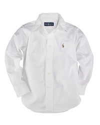 Long-sleeved sport shirt in classic cotton oxford, washed for softness. Tailored in our comfortable, classic-fitting Blake silhouette. Long-sleeved sport shirt in classic cotton oxford, washed for softness. Tailored in our comfortable, classic-fitting Blake silhouette.