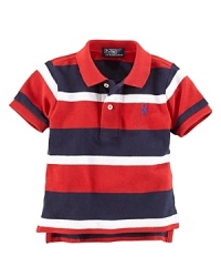 Wide stripes and Ralph Lauren's signature pony lend a hint of sporty edge to a classic cotton polo. Wide stripes and Ralph Lauren's signature pony lend a hint of sporty edge to a classic cotton polo.