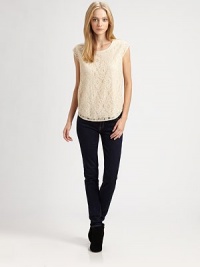 Delicate floral lace adds a sweet, feminine touch to this lightweight shell top.RoundneckCap sleevesBack keyhole closureAbout 23 from shoulder to hem55% nylon/45% rayonDry cleanImportedModel shown is 5'9 (175cm) wearing US size Small. Delicate floral lace adds a sweet, feminine touch to this lightweight shell top.RoundneckCap sleevesBack keyhole closureAbout 23 from shoulder to hem55% nylon/45% rayonDry cleanImportedModel shown is 5'9 (175cm) wearing US size Small.