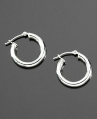Give every look a silver lining. These beautiful hoop earrings are crafted in 14k white gold. Approximate diameter: 1/5 inch. Give every look a silver lining. These beautiful hoop earrings are crafted in 14k white gold. Approximate diameter: 1/5 inch.