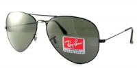 Ray Ban Sunglasses Aviator Large Metal RB3025 002/58 Black/Crystal Green Polarized, 58mm Ray Ban Sunglasses Aviator Large Metal RB3025 002/58 Black/Crystal Green Polarized, 58mm