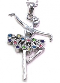 Multicolor Dress Dancing Ballerina Dancer Ballet Dance Pendant Necklace Charm Silver Tone Designer Teens Girls Pink Ballet Dress Jewelry