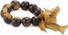 Sparkling Sage Wood and Silk Ribbon Crystal Ball Bracelet