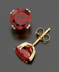 Deep-red, gorgeous garnets are a colorful alternative to classic stud earrings. These round-cut stones (4 ct. t.w.) add glamour to any look. Set in 14k gold. Deep-red, gorgeous garnets are a colorful alternative to classic stud earrings. These round-cut stones (4 ct. t.w.) add glamour to any look. Set in 14k gold.