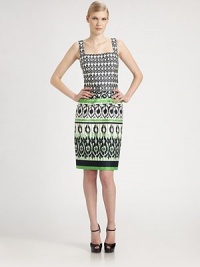 This artfully tailored cotton shift is patterned with an on-trend, tribal-inspired print.Shoulder strapsSquare necklineConcealed back zipFully linedAbout 24 from natural waist97% cotton/3% spandexDry cleanMade in USA of imported fabricModel shown is 5'10 (177cm) wearing US size 4.OUR FIT MODEL RECOMMENDS ordering true size. This artfully tailored cotton shift is patterned with an on-trend, tribal-inspired print.Shoulder strapsSquare necklineConcealed back zipFully linedAbout 24 from natural waist97% cotton/3% spandexDry cleanMade in USA of imported fabricModel shown is 5'10 (177cm) wearing US size 4.OUR FIT MODEL RECOMMENDS ordering true size.