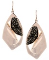Asymmetrically appealing. BCBGeneration's chunky, rock crystal earrings pop with their unique cut-out design in rose gold tone mixed metal. Secured with an ear wire backing. Approximate drop: 2-3/4 inches.