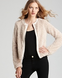 A Rebecca Taylor jacket flaunts fabulous faux fur for a sumptuous look that's rich with uptown style. The perfect way to add glamour to your look-day or night-pair with sleek skinnies or a cocktail dress and work your magic. A Rebecca Taylor jacket flaunts fabulous faux fur for a sumptuous look that's rich with uptown style. The perfect way to add glamour to your look-day or night-pair with sleek skinnies or a cocktail dress and work your magic.