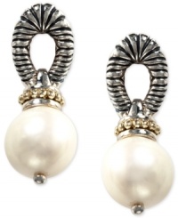 Classically cool. EFFY Collection's traditional earring style showcases a cultured freshwater pearl drop (8-1/2-9 mm) in an 18k gold and sterling silver post setting. Approximate drop: 3/4 inch. Classically cool. EFFY Collection's traditional earring style showcases a cultured freshwater pearl drop (8-1/2-9 mm) in an 18k gold and sterling silver post setting. Approximate drop: 3/4 inch.