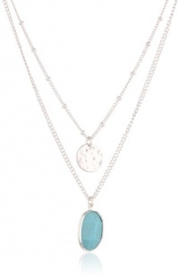 NINE WEST VINTAGE AMERICA Rugged Beauty Worn-Silver Tone Double Turquoise Pendant Necklace, 16 NINE WEST VINTAGE AMERICA Rugged Beauty Worn-Silver Tone Double Turquoise Pendant Necklace, 16