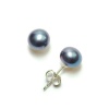 Black Freshwater Cultured Pearl Button Stud Earrings with Sterling Silver Posts (6.5-7mm )