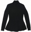 Lauren Ralph Lauren Women's Cable Knit Peplum Mockneck Sweater (Black) (Large)