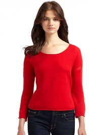 THE LOOKScoopneckDrop-stitch knit details at shouldersThree-quarter length sleevesCurve hemPullover styleTHE FITAbout 18 from shoulder to hemTHE MATERIALCashmereCARE & ORIGINDry cleanImportedModel shown is 5'9 (175cm) wearing US size Small. THE LOOKScoopneckDrop-stitch knit details at shouldersThree-quarter length sleevesCurve hemPullover styleTHE FITAbout 18 from shoulder to hemTHE MATERIALCashmereCARE & ORIGINDry cleanImportedModel shown is 5'9 (175cm) wearing US size Small.