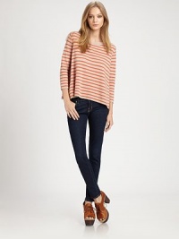 Relaxed cashmere staple with allover stripes and three-quarter sleeves. Ribbed roundneckThree-quarter sleevesCashmereDry cleanImportedModel shown is 5'10 (177cm) wearing US size Small. Additional Information Women's Premier Designer & Contemporary Size Guide Relaxed cashmere staple with allover stripes and three-quarter sleeves. Ribbed roundneckThree-quarter sleevesCashmereDry cleanImportedModel shown is 5'10 (177cm) wearing US size Small. Additional Information Women's Premier Designer & Contemporary Size Guide