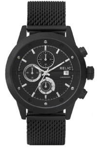 Relic By Fossil Black Dial Metal Mesh Bracelet Men's Watch ZR66026 Relic By Fossil Black Dial Metal Mesh Bracelet Men's Watch ZR66026