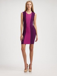 Flattering contrast panels make up this form-fitting silhouette. Jewel necklineSleevelessPanel constructionBack zip with contrast trimAbout 17 from natural waist86% rayon/13% nylon/1% spandexDry cleanImportedModel shown is 5'11 (180cm) wearing US size Small. Flattering contrast panels make up this form-fitting silhouette. Jewel necklineSleevelessPanel constructionBack zip with contrast trimAbout 17 from natural waist86% rayon/13% nylon/1% spandexDry cleanImportedModel shown is 5'11 (180cm) wearing US size Small.