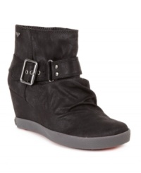 Ruche detail and a large buckled strap make Roxy's Cardinal wedge booties a total must-have.