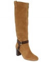 The contrasting leather harness on the ankle of Tommy Hilfiger's Gemmale tall boots gives this suave style an added trendy touch.